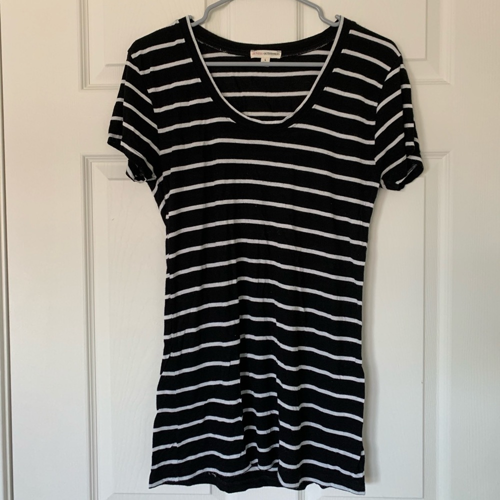 B&W Striped Zenana Outfitters Short-Sleeve Tee